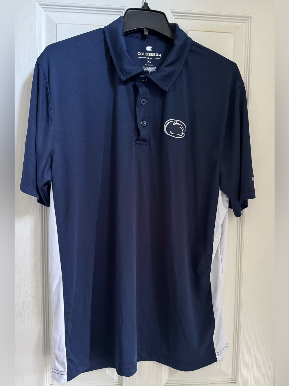 Men’s Colosseum  Navy and White Polo with PSU Logo